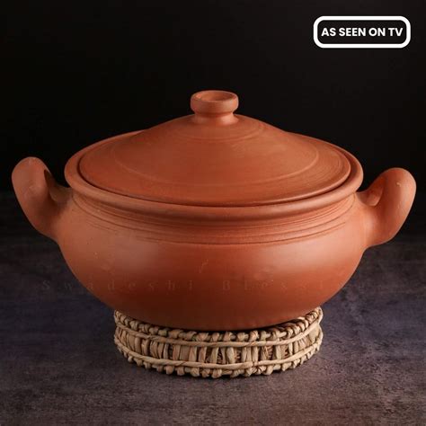 Unglazed Clay Pot For Cooking & Serving with Lid/ Handmade Earthen Kad ...