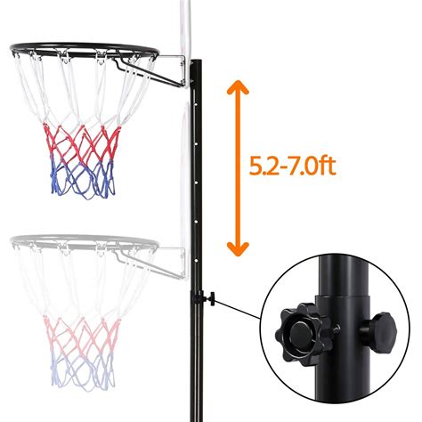 Yaheetech Basketball Portable Hoops & Goals,5.2-7ft Height-Adjustable ...