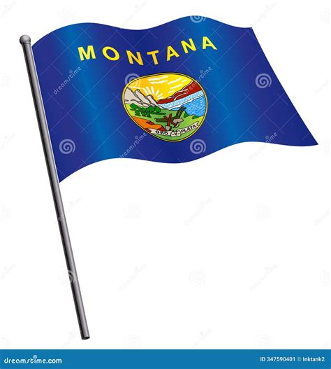 Montana Mt State Flag Silk Waving on Flagpole Stock Vector ...