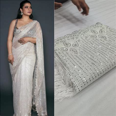 White color party wear Net Saree with Blouse – urban-trend.co.in