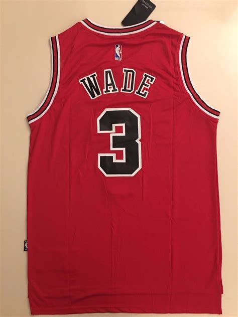 Men 3 Dwyane Wade Jersey Red Chicago Bulls jersey Throwback Swingman ...
