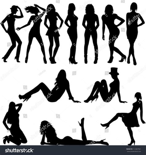 Set Of Sexy Women Silhouettes Stock Vector Illustration 112367561 ...