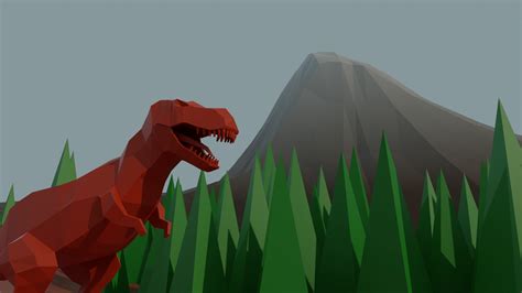 ArtStation - Low-poly dinosaur scene