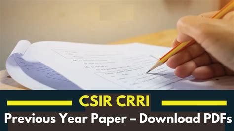 CSIR CRRI Previous Year Paper – Download PDFs