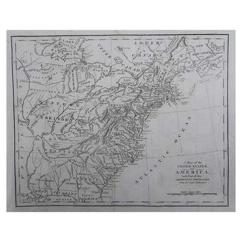 Original Antique Map of The United States of America, circa 1800 For ...