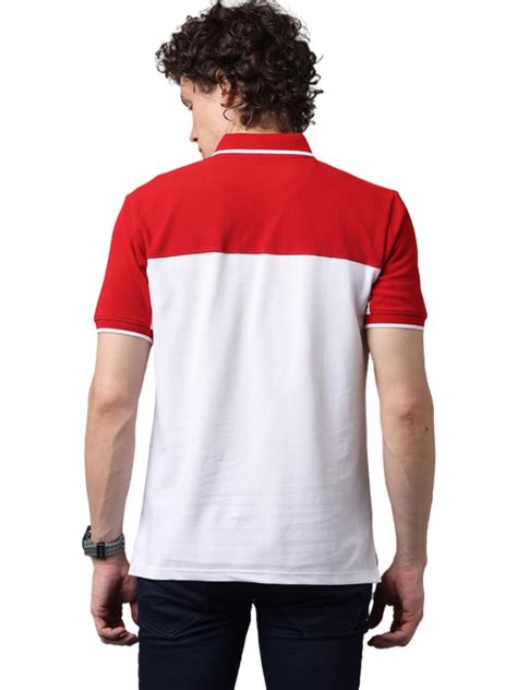 Men's Short Sleeve Cut and Sew Polo T-Shirt, Red and White – Wearhouse