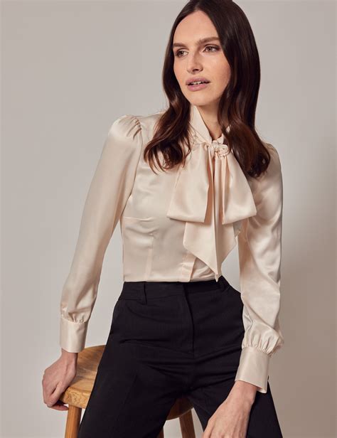 Womens Cream Satin Blouse at Erica Gilman blog