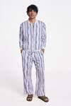 Buy Multi Color Handloom Cotton Striped Constellation Bomber Jacket For ...