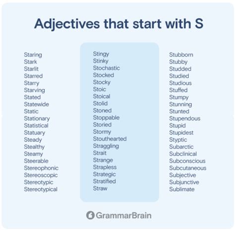 Big List of Adjectives That Start With S (Positive, Negative ...
