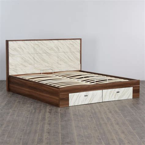 Buy Antonio Reno Brown Compressed Wood King-Size Bed With Hydraulic ...