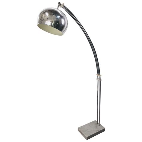 Midcentury Chrome Arc Floor Lamp with Carrara Marble Base, Italy, 1960s ...