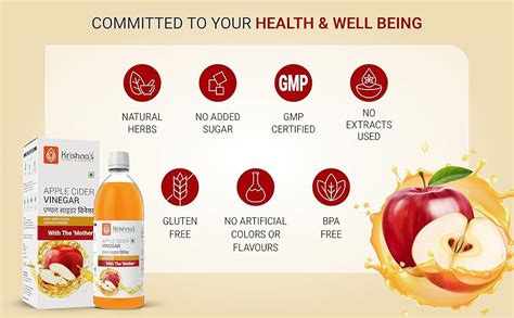 KRISHNA'S HERBAL & AYURVEDA Apple Cider Vinegar 1000 Ml|Raw,Unfiltered ...