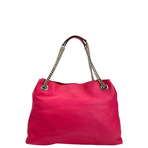 Buy Gucci Medium Soho Chain Tote Fuchsia Pebbled Leather Online