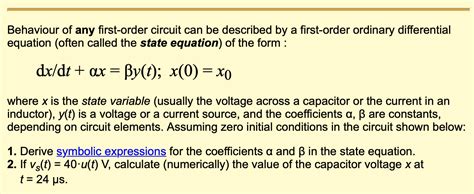 Image result for First Order Circuit Problem
