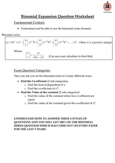 SOLUTION: Binomial expansion question worksheet - Studypool