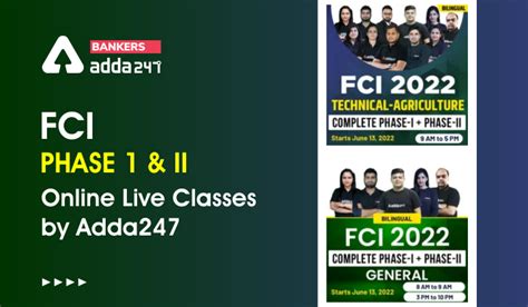 FCI Phase 1 & II Online Live Classes by Adda247