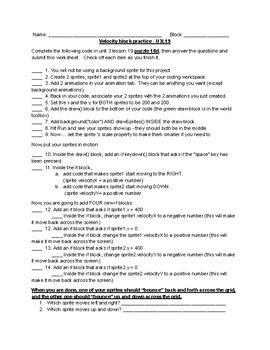 Image result for Lesson 18 Velocity Code.org Answers