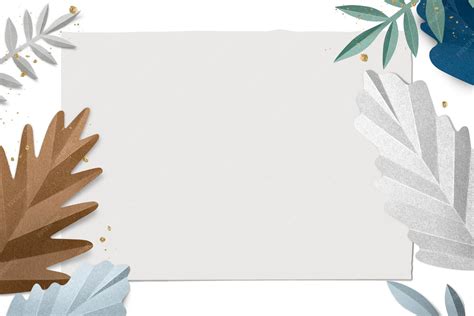 Frame png with paper craft leaves in winter tone flat lay style ...