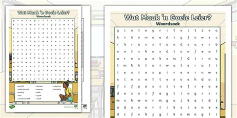 Wat Maak 'n Goeie Leier - Woordsoek (teacher made) - Twinkl