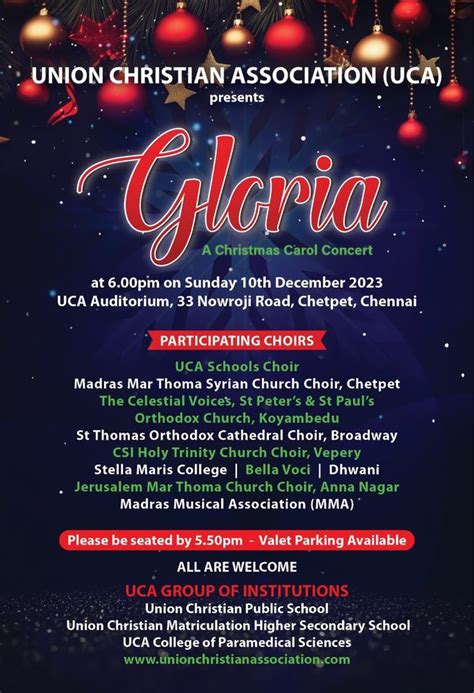 Gloria - Christmas Carol concert - Union Christian Association ...