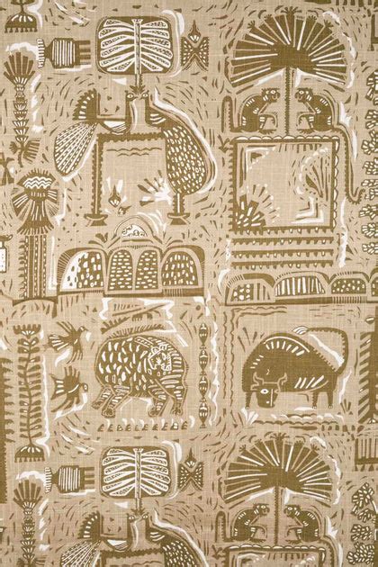 Buy Udanti Thick Cotton Slub Taupe Printed Heavy Fabric And Curtains ...
