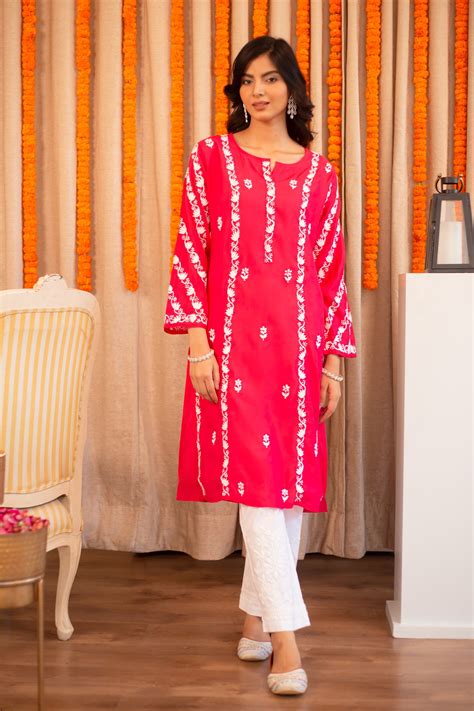 House Of Kari(Chikankari Clothing) - Saba Chikankari Long Kurta In ...