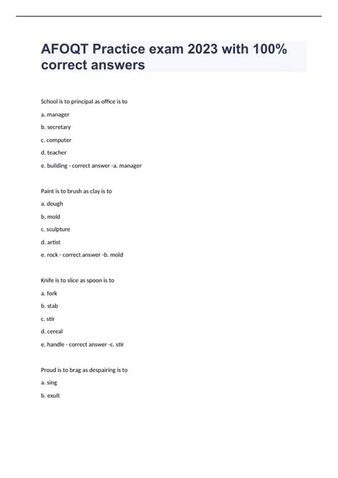 AFOQT Practice exam 2023 with 100% correct answers - AFOQT - Stuvia US
