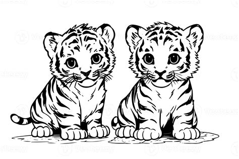 White Tigers Cubs Drawings