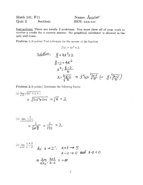 Image result for Calculus 2 Math 141 Answer Key