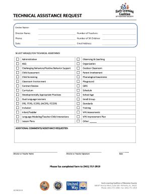 Fillable Online ELC Form Template - ELC of Manatee County Fax Email ...