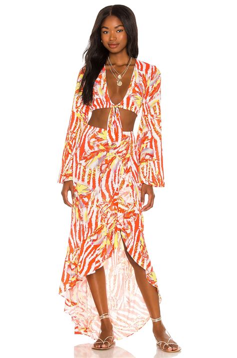 Luli Fama Bell Sleeve Crop Top in Love Me Wild | REVOLVE