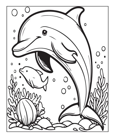 AI generated Dolphin coloring page for kids 41949666 Vector Art at Vecteezy
