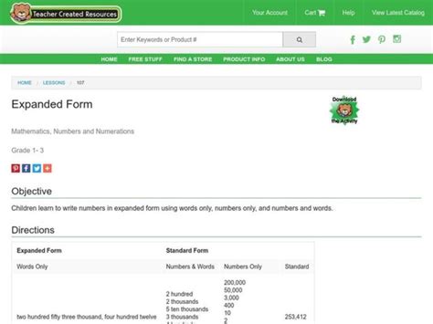 Image result for Expanded Form Lesson Plan