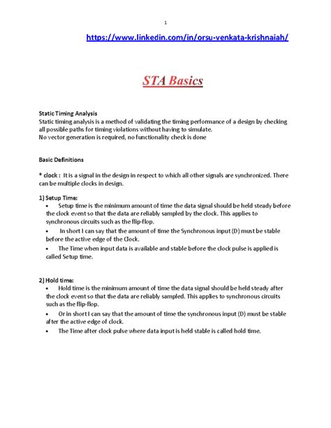 Static Timing Analysis (STA) Overview and Key Concepts - Studocu