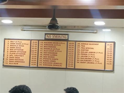 Menu at Gujarati Hotel, Kolkata