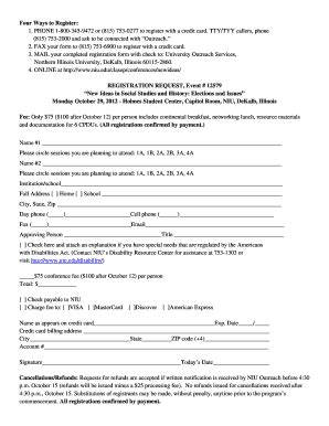 Fillable Online niu Registration Form - Northern Illinois University ...