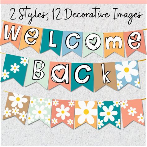 Welcome Back Bulletin Board Welcome Back Banner Retro Classroom Sign ...