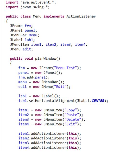 Image result for Design Menu in Java