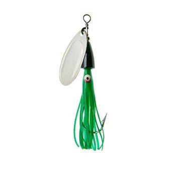 Zak Tackle Spinz Lure Squid Spinner Spoon, White Head/White/Blue Skirt ...