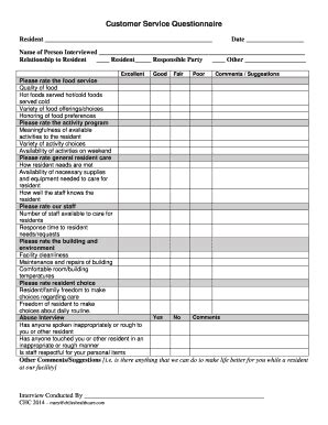 Fillable Online Customer Service Questionnaire - portal.wwhcc.biz Fax ...