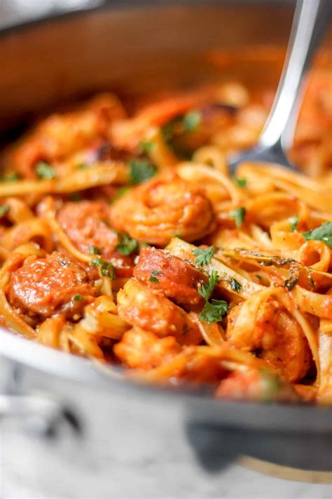 One Pot Creamy Cajun Shrimp Pasta with Sausage - The Seasoned Skillet