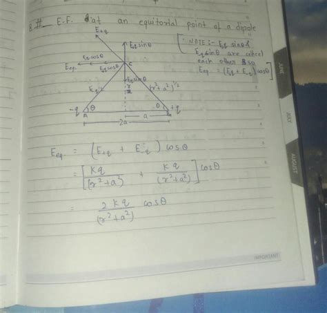 Derive an expression for the electric field due to electric dipole at a ...