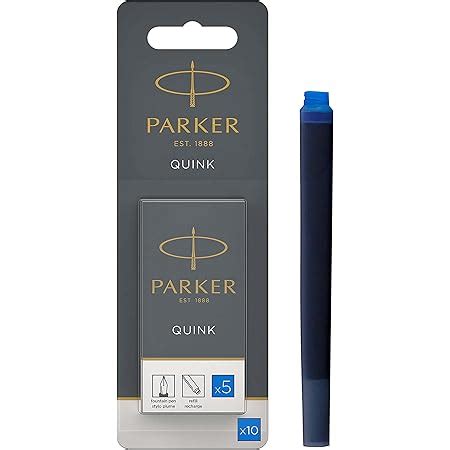 PARKER QUINK Long Fountain Pen Ink Refill Cartridges, Washable Blue, 5 ...