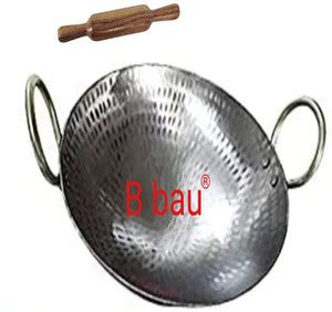 B bau ® Pure Iron Kadai Lokhand Loha Kadhai Large Heavy Wok Cooking Pan ...