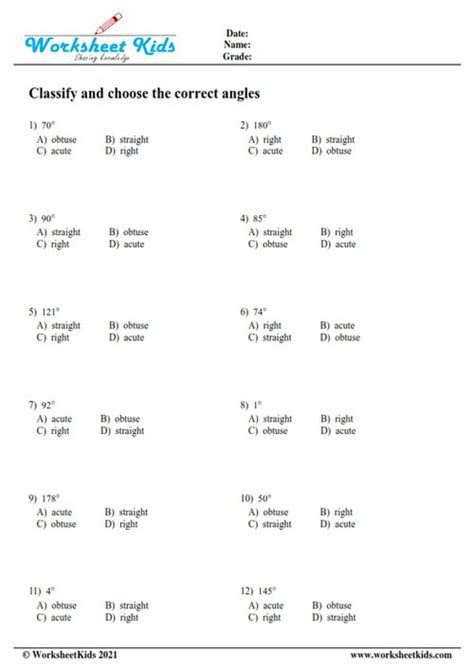 Image result for Classification of Angles Worksheet