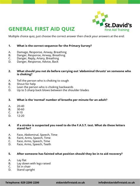 Image result for First Aid Exam Questions