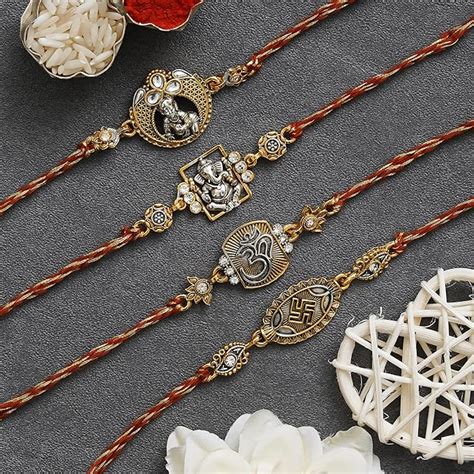 eCraftIndia Multicolor Set of 4 Krishna, Ganesha, Om, Swastika Symbol ...