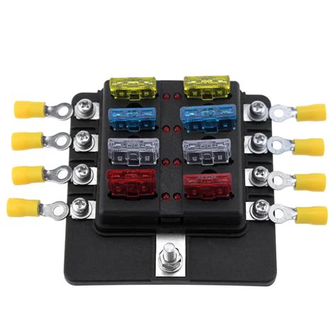 8 Way B Fuse Box lder Fuse Blocks with LED Indicator 10Pcs Fuses 10Pcs ...