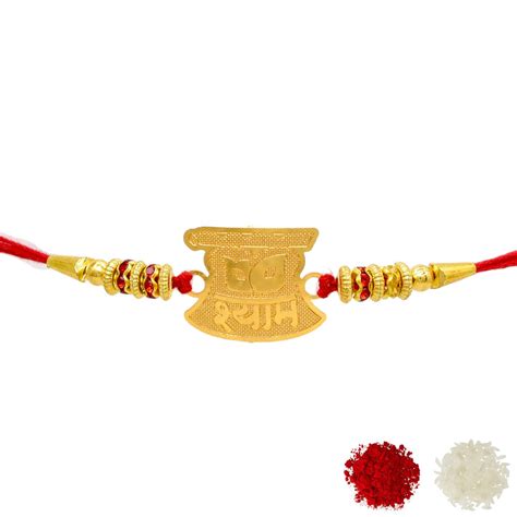 Shyam Design Gold Bracelet Combo of 2 Rakhi - Rakhi for Brother/Kids ...