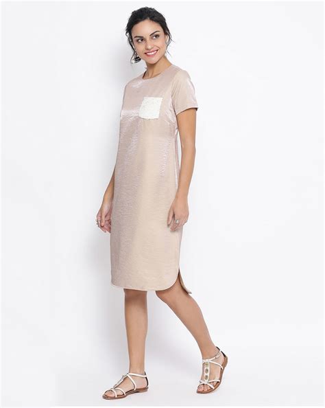 Buy Beige Long Dress for Women with Sequin Pocket – LELA By Varija